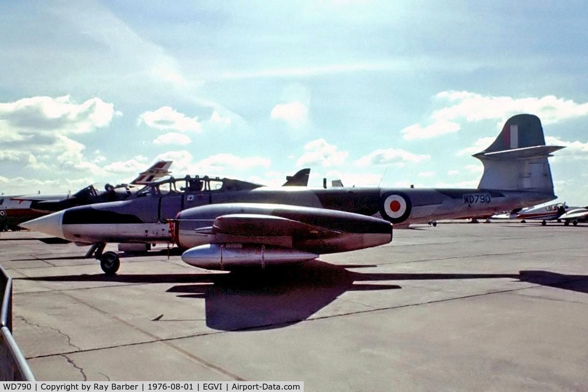 WD790, 1952 Gloster Meteor NF.11 C/N Not found WD790, Gloster Meteor NF11(mod) (Unknown) (Royal Air Force) RAF Greenham Common~G 01/08/1976. From a slide.
