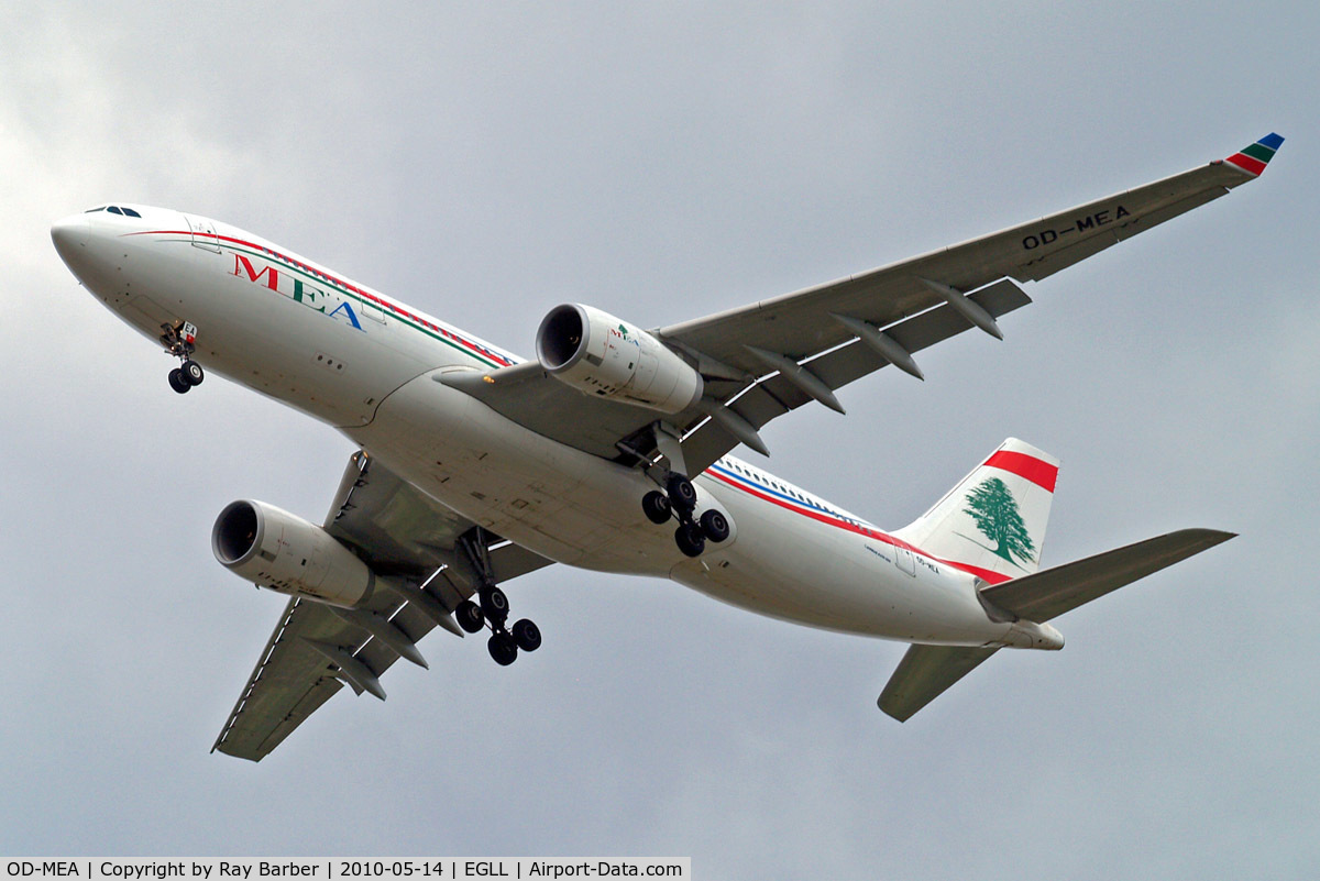 OD-MEA, 2009 Airbus A330-243 C/N 984, Airbus A330-243 [984] (Middle East Airlines) Home~G 14/05/2010. On approach 27R.