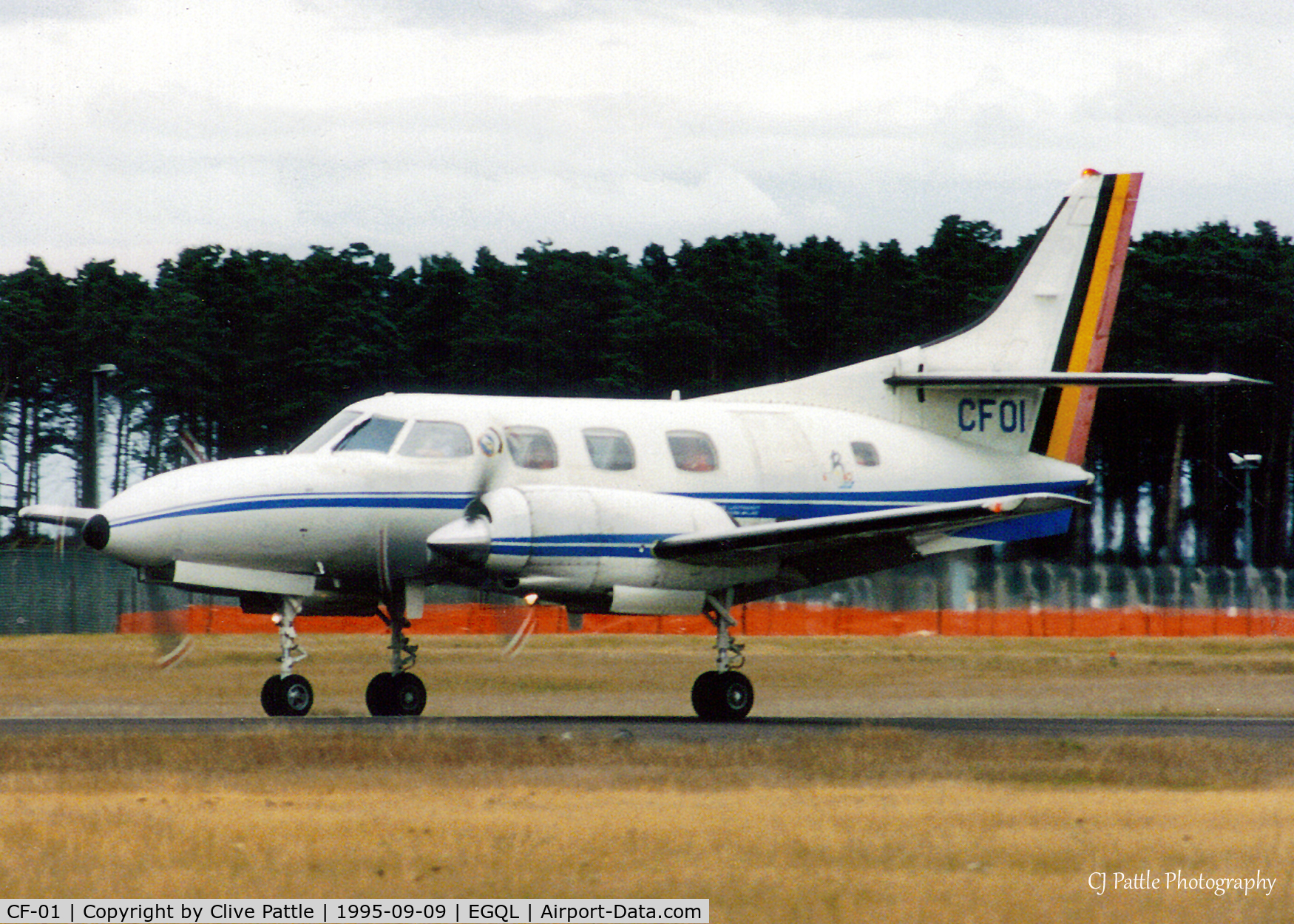 CF-01, 1975 Swearingen SA-226T Merlin IIIA C/N T-259, Pictured at the RAF Leuchars 'Battle of Britain' Airshow in September 1995. Photo scanned from a print.