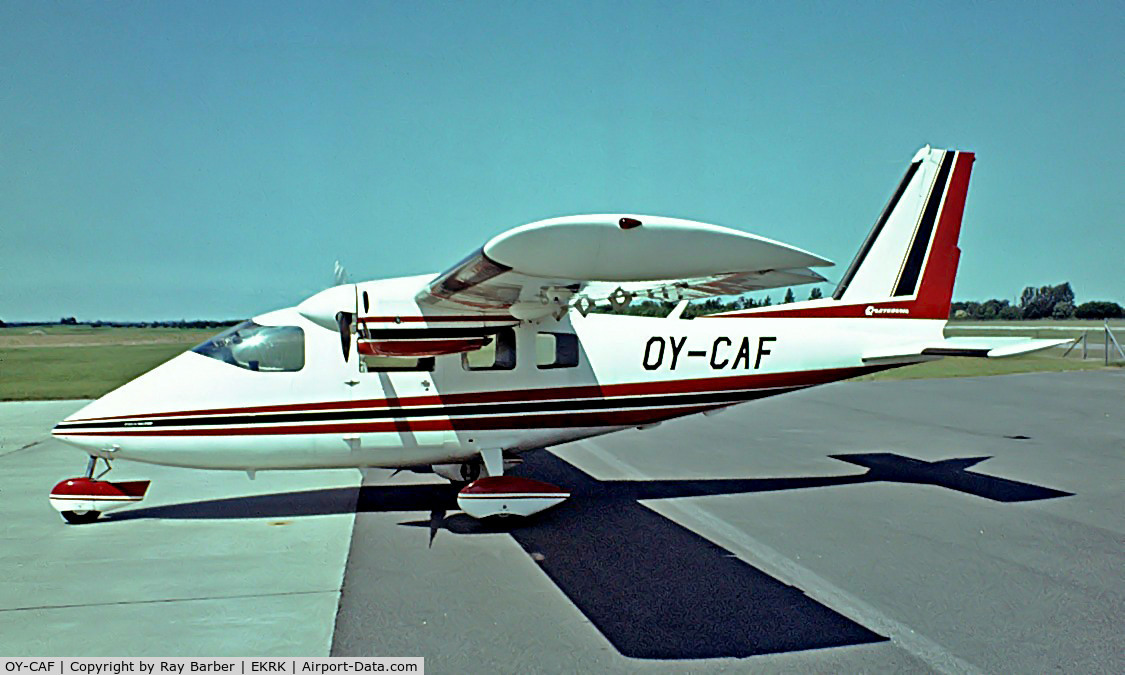 OY-CAF, 1980 Partenavia P-68B C/N 196, Partenavia P.68B Victor [196] Copenhagen-Roskilde~OY 07/06/1982. From a slide.