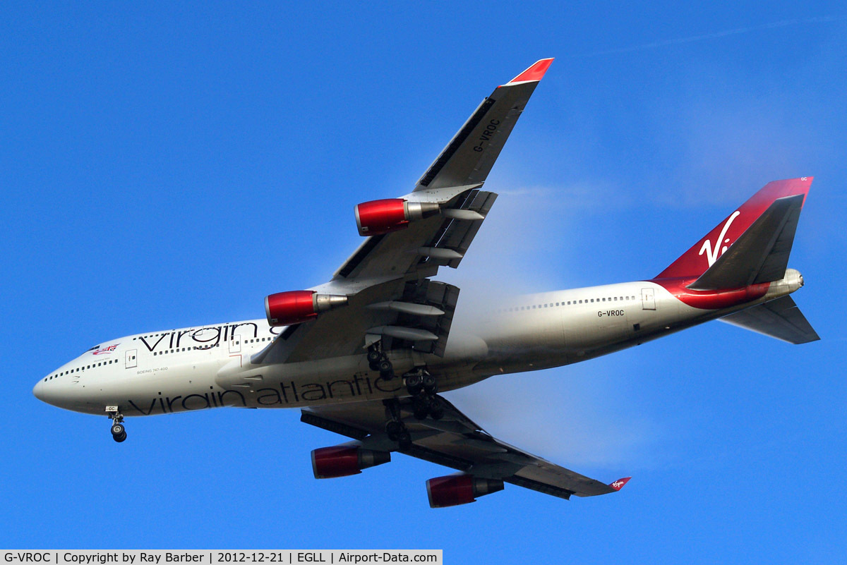 G-VROC, 2003 Boeing 747-41R C/N 32746, Boeing 747-41R [32746] (Virgin Atlantic) Home~G 21/12/2012. On approach 27R.