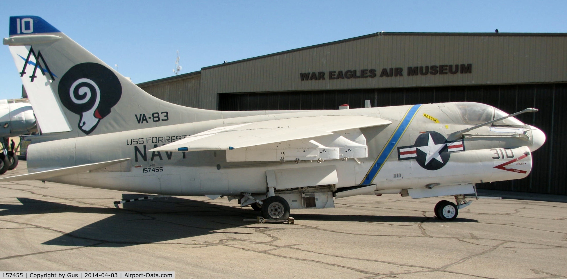 157455, LTV A-7E Corsair II C/N E-178, Repainted aircraft now on display on the flight line of the museum