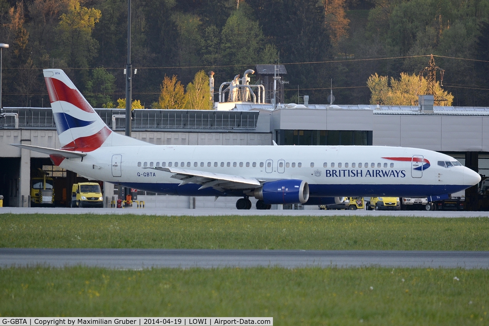 G-GBTA, 1993 Boeing 737-436 C/N 25859, last ever take-off of a Boeing 737-400 of British Airways at Innsbruck