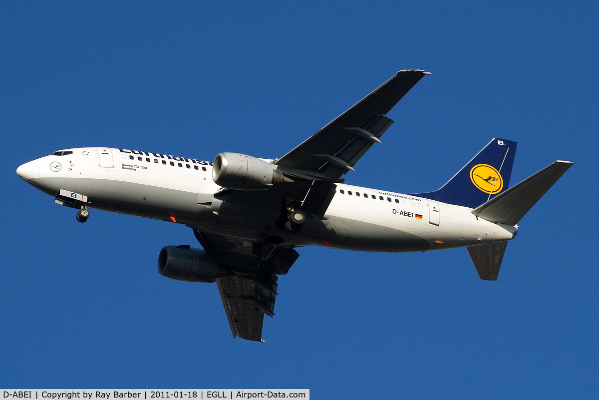 D-ABEI, 1991 Boeing 737-330 C/N 25359, Boeing 737-330 [25359] (Lufthansa) Home~G 18/01/2011. On approach 27R.