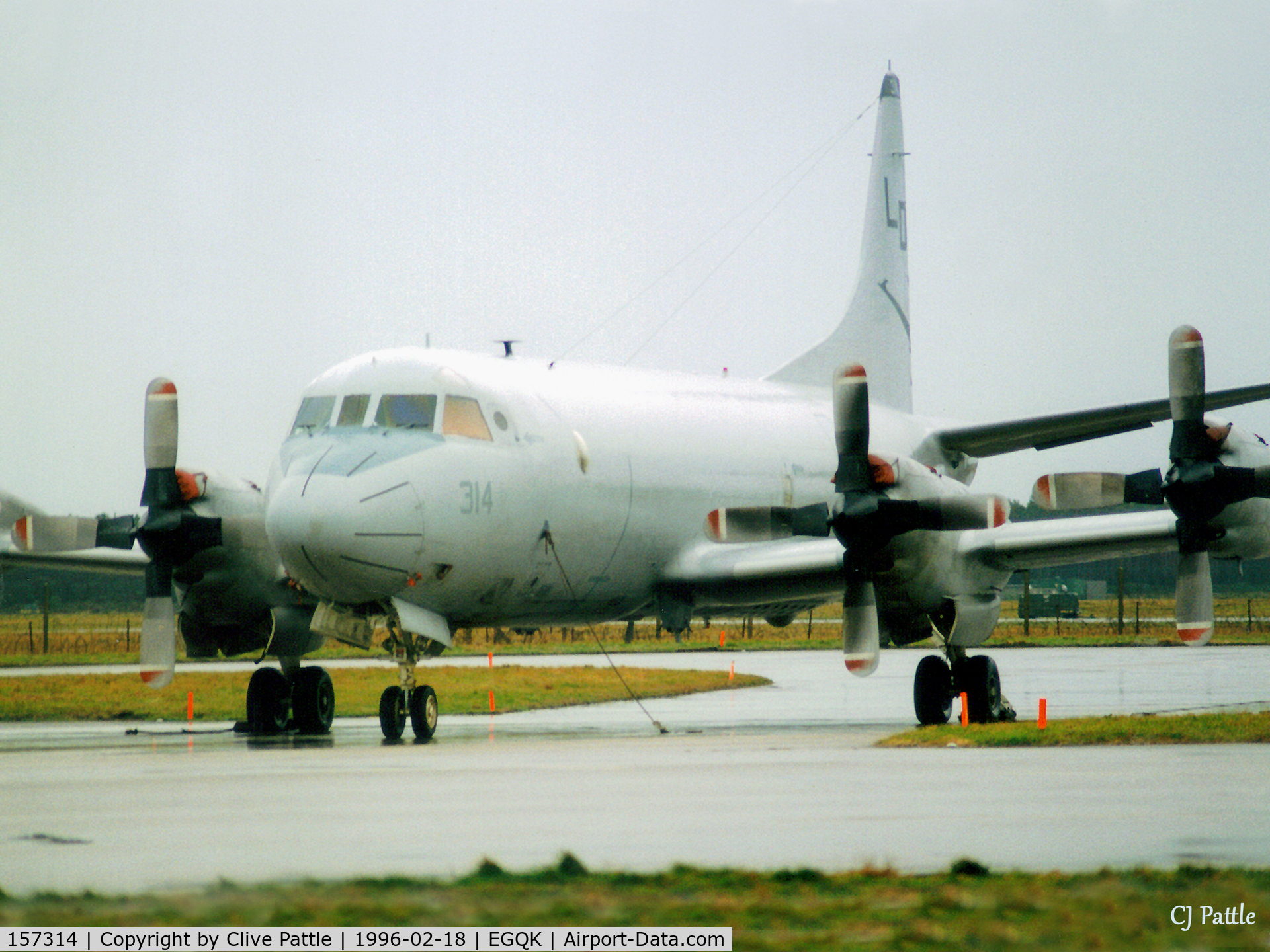 157314, Lockheed P-3C Orion C/N 285A-5529, Scanned from print.P3C Orion 157314 coded LD-314 of USN VP-10 pictured at RAF Kinloss EGQK in Feb '96 during a Joint Maritime Course (JMC).