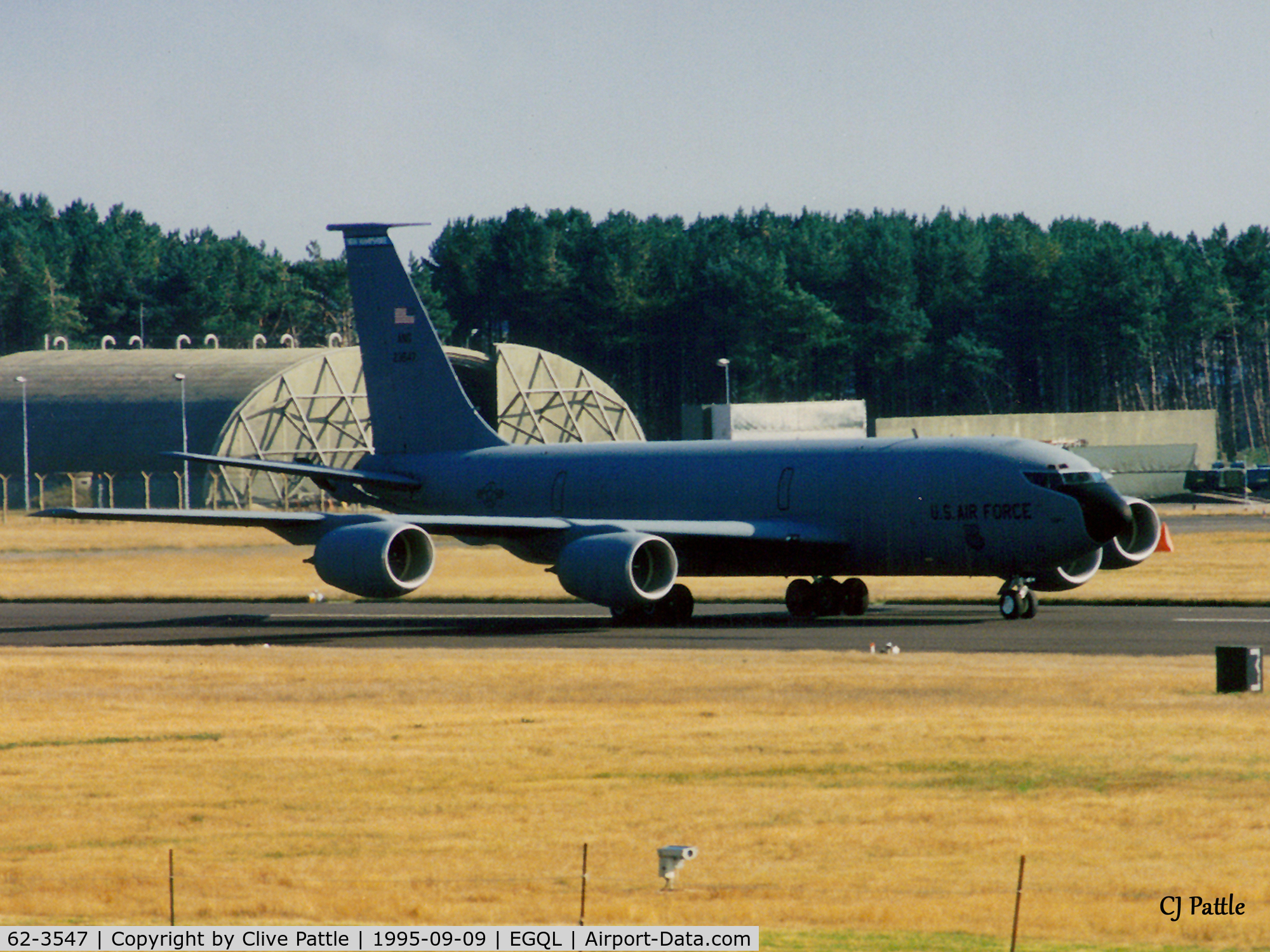 62-3547, 1963 Boeing KC-135R Stratotanker C/N 18530, Scanned from print - KC135R 62-3547 of USAF 133 ARW New Hampshire ANG arriving at RAF Leuchars for the BoB Airshow '95