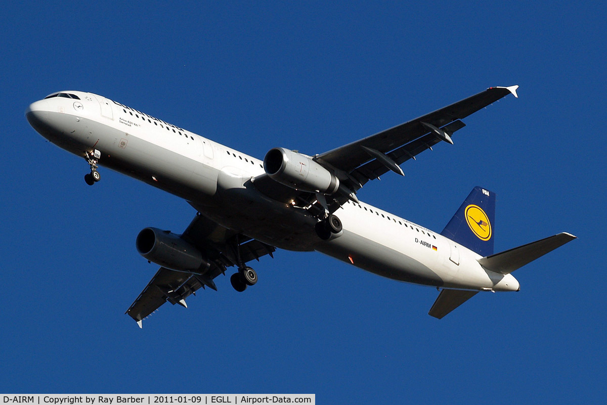 D-AIRM, 1994 Airbus A321-131 C/N 0518, Airbus A321-131 [0518] (Lufthansa) Home~G 09/01/2011. On approach 27R.
