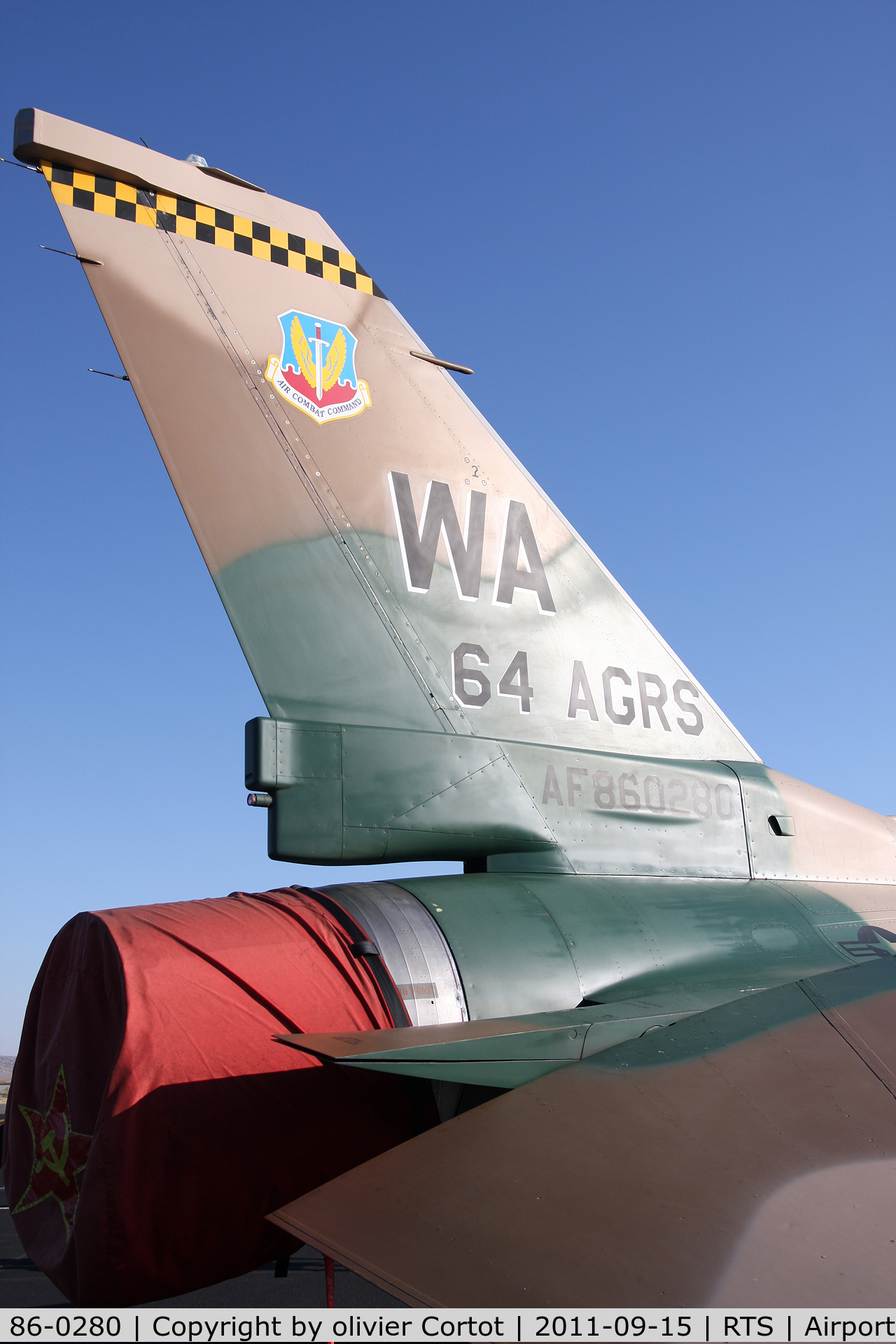 86-0280, 1986 General Dynamics F-16C Fighting Falcon C/N 5C-386, tail close-up