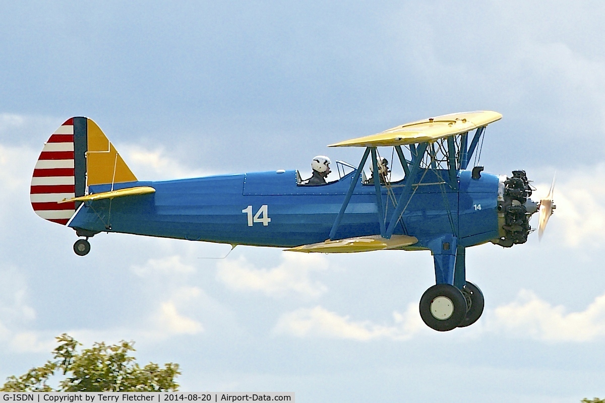 G-ISDN, 1941 Boeing N2S-3 Kaydet C/N 75-1263, Visitor to the 2014 Midland Spirit Fly-In at Bidford Gliding Centre