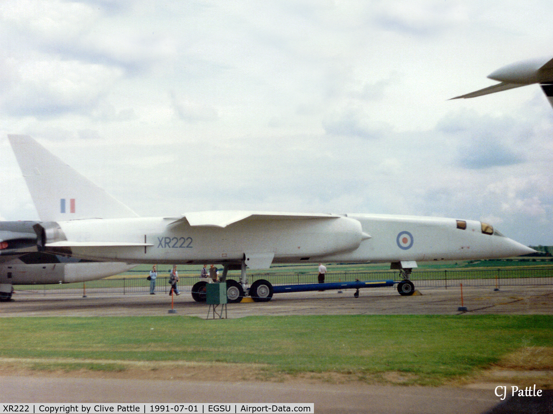 XR222, 1964 BAC TSR-2 C/N XO-4, Scanned from print. TSR.2 XR222 in the fresh air at IWM Duxford July '1991.