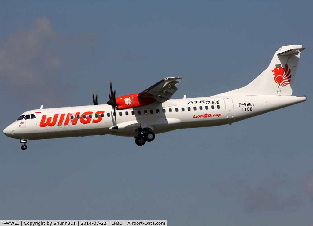 F-WWEI, 2014 ATR 72-600 (72-212A) C/N 1168, C/n 1168 - To be Pk-WGM