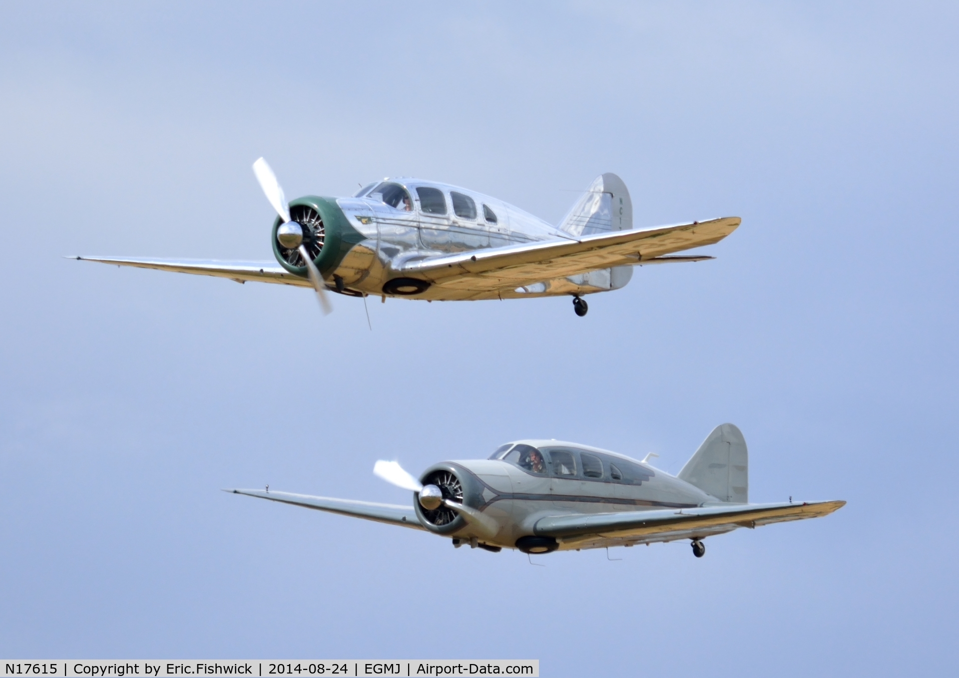 N17615, 1938 Spartan 7W Executive C/N 14, 45. The Spartan Duo in display mode at a superb Little Gransden Air & Car Show, Aug. 2014.