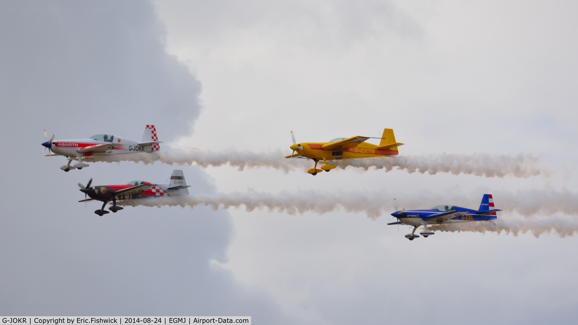 G-JOKR, 2008 Extra EA-300L C/N 1278, 45. G-JOKR with the Global Stars at a superb Little Gransden Air & Car Show, Aug. 2014.