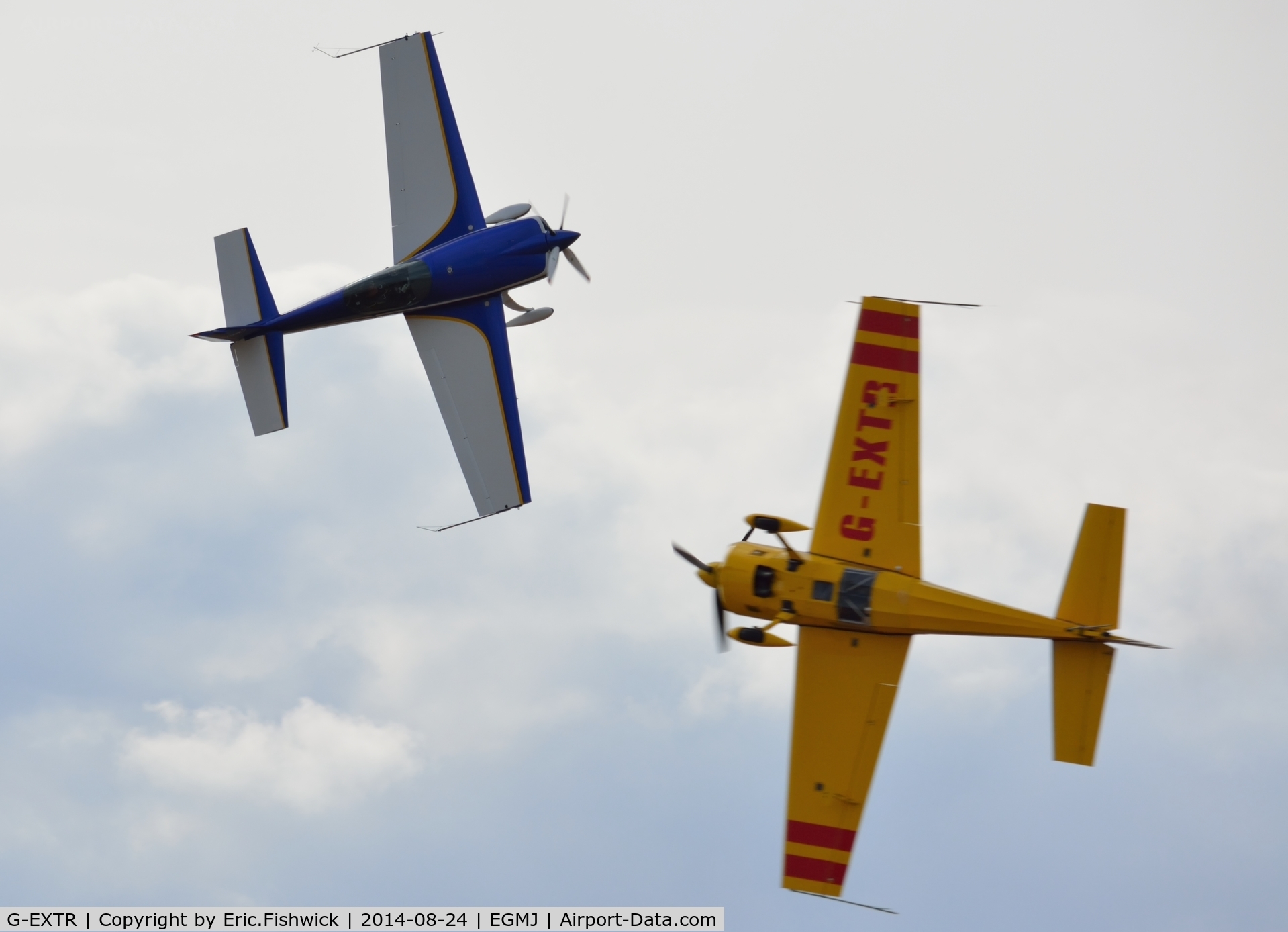 G-EXTR, 1990 Extra EA-260 C/N 004, 45. G-EXTR with G-EXIL at a superb Little Gransden Air & Car Show, Aug. 2014.