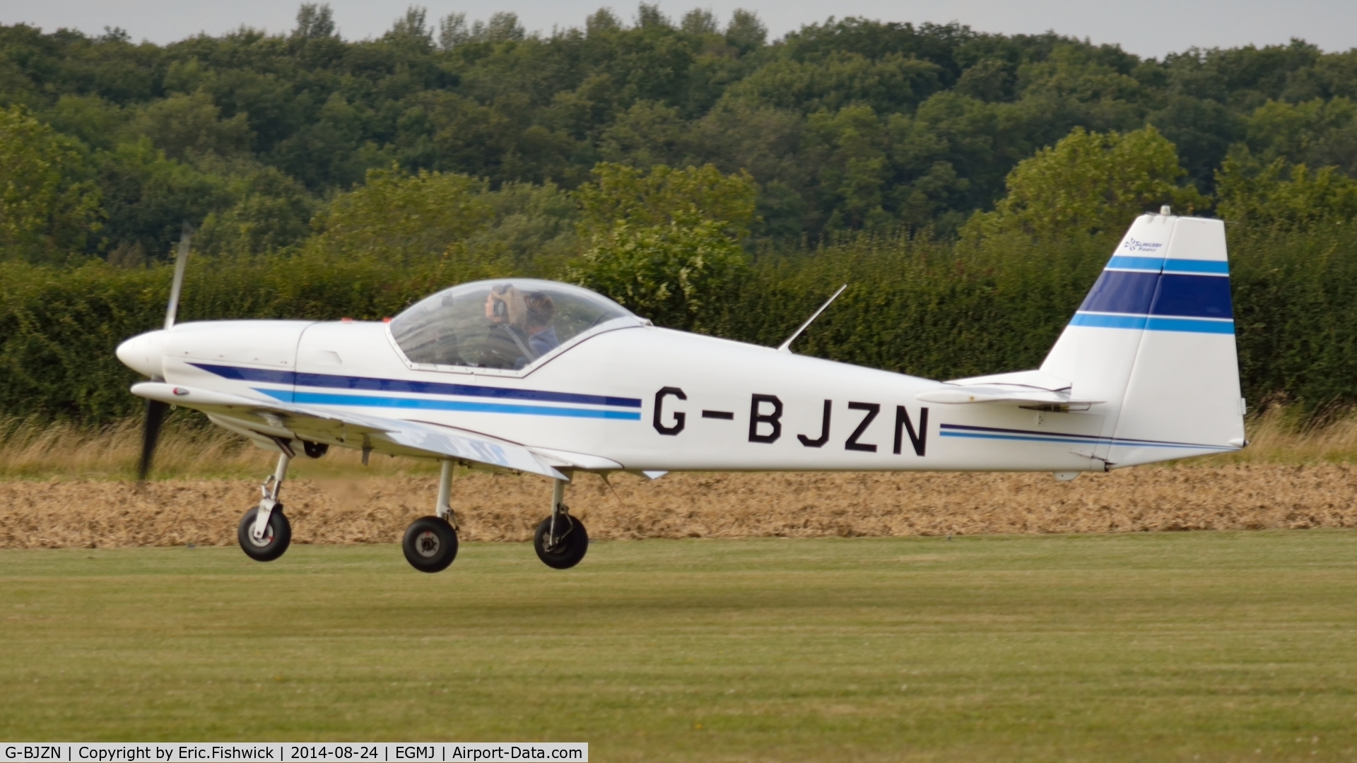 G-BJZN, 1982 Slingsby T-67A Firefly C/N 1997, 41. G-BJZN departing the superb Little Gransden Air & Car Show, Aug. 2014.