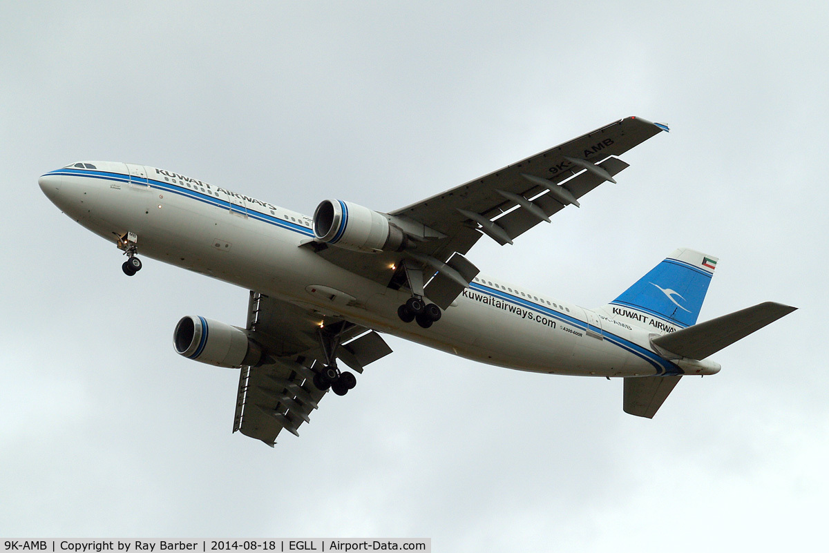 9K-AMB, 1993 Airbus A300B4-605R C/N 694, Airbus A300B4-605R [694] (Kuwait Airways) Home~G 18/08/2014. On approach 27R.