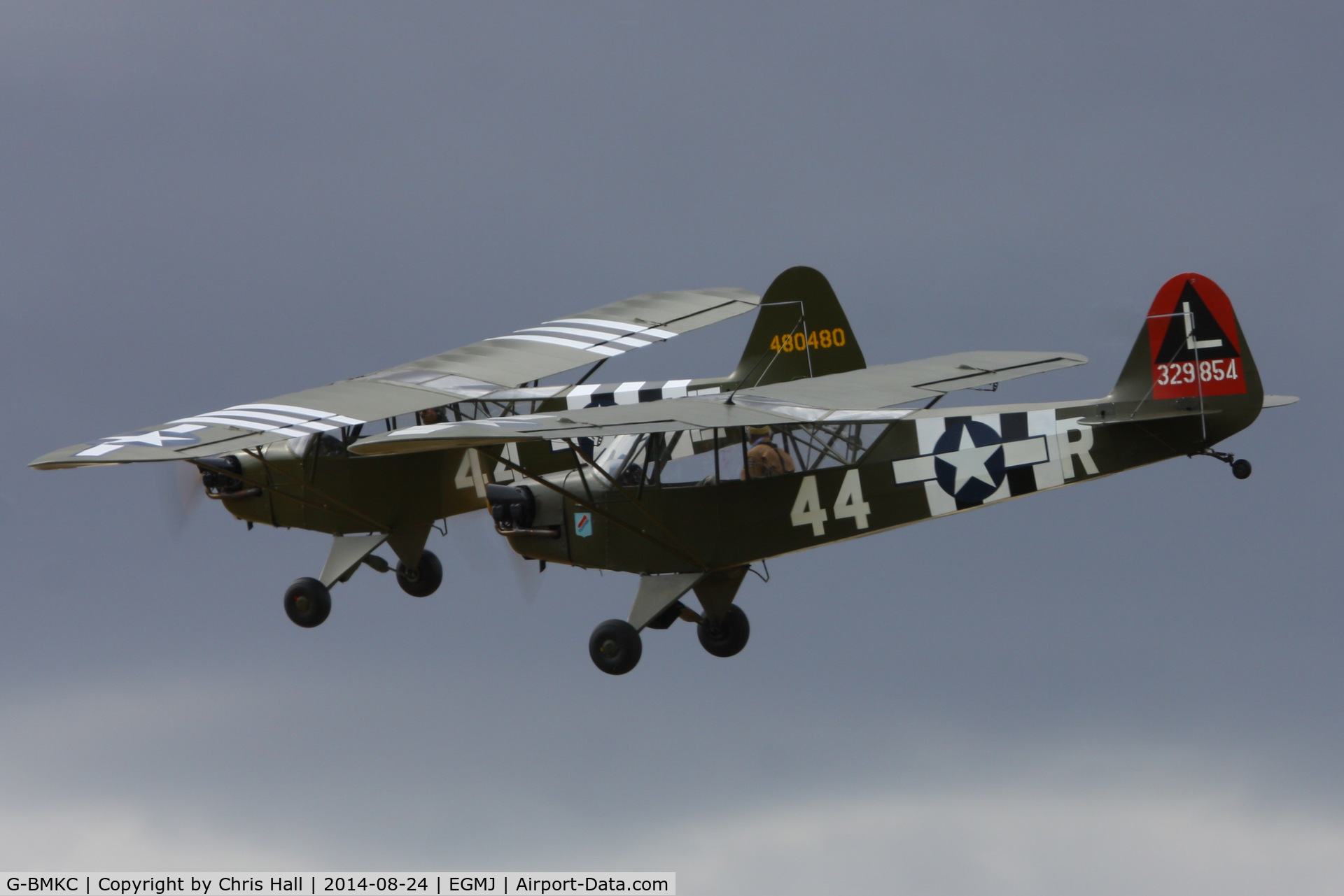 G-BMKC, 1943 Piper L-4H Grasshopper (J3C-65D) C/N 11145, at the Little Gransden Airshow 2014