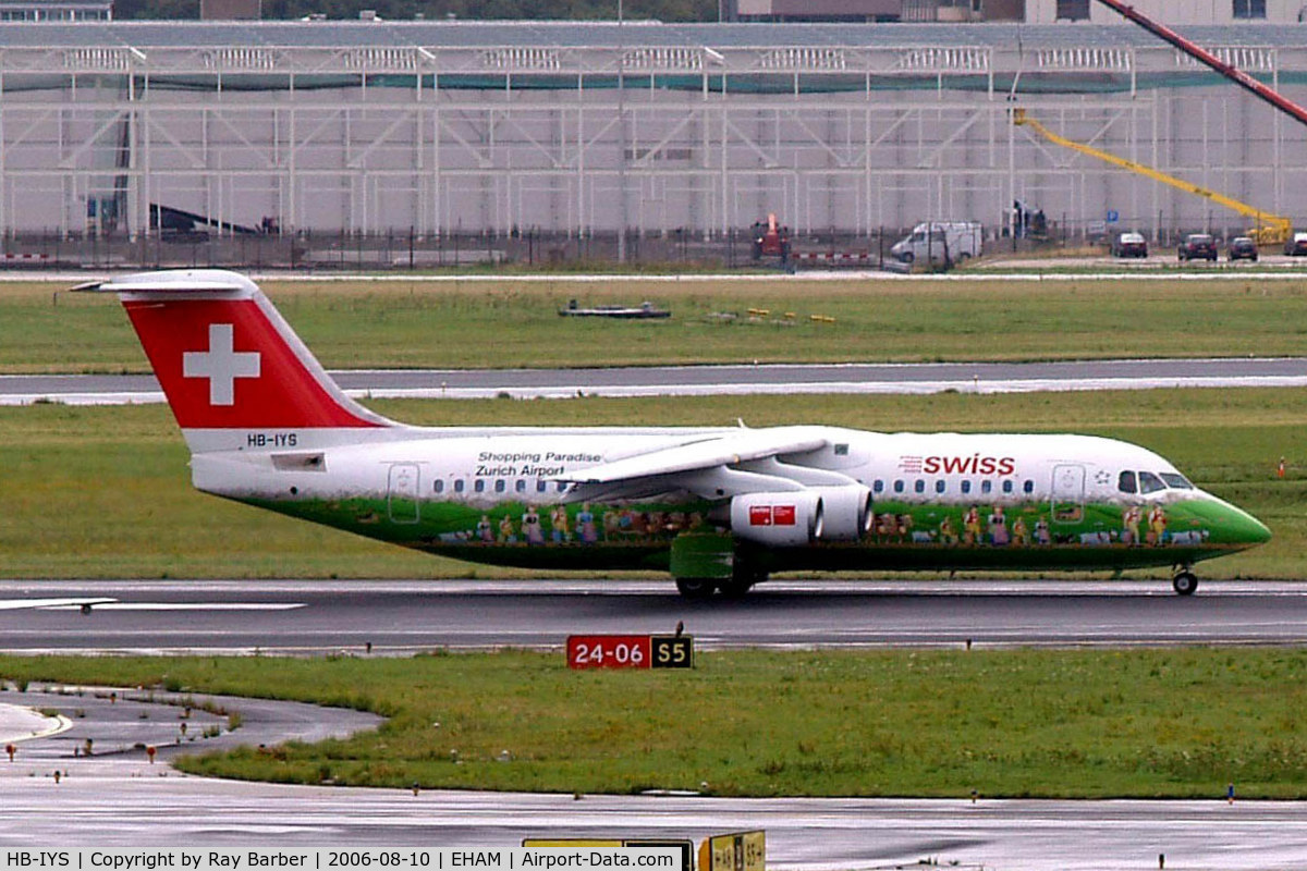 HB-IYS, 2001 British Aerospace Avro 146-RJ100 C/N E3381, British Aerospace BAe 146 RJ100 [E3381] (Swiss European Air Lines) Amsterdam-Schiphol~PH 10/08/2006