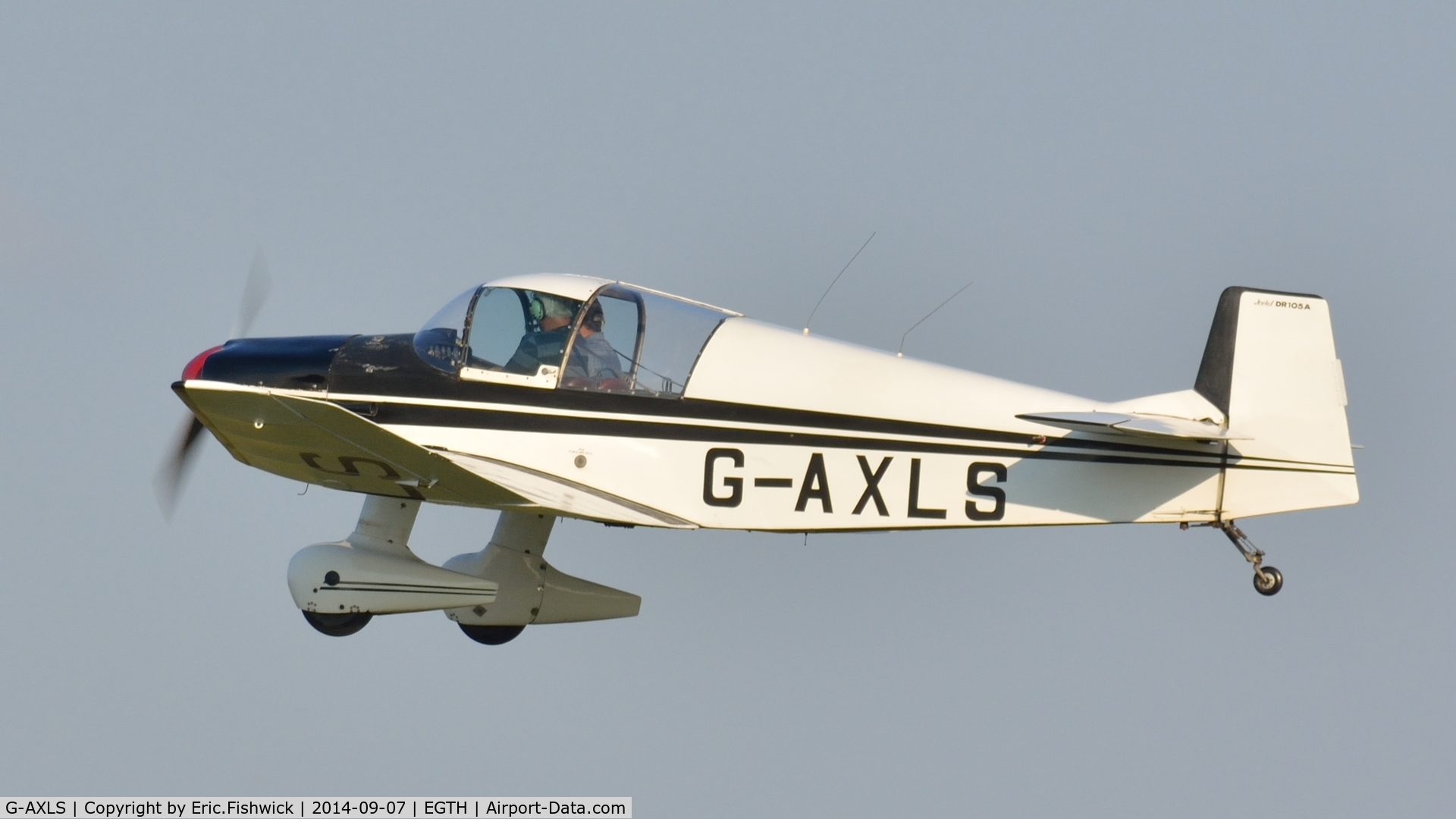 G-AXLS, 1959 Jodel DR-105A Ambassadeur C/N 86, 41. G-AXLS departing Shuttleworth Pagent Airshow, Sep. 2014.
