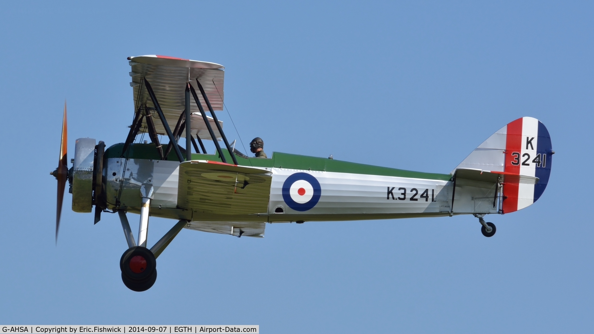 G-AHSA, 1933 Avro 621 Tutor C/N K3215, 44. K3241 in display mode at the glorious Shuttleworth Pagent Airshow, Sep. 2014.