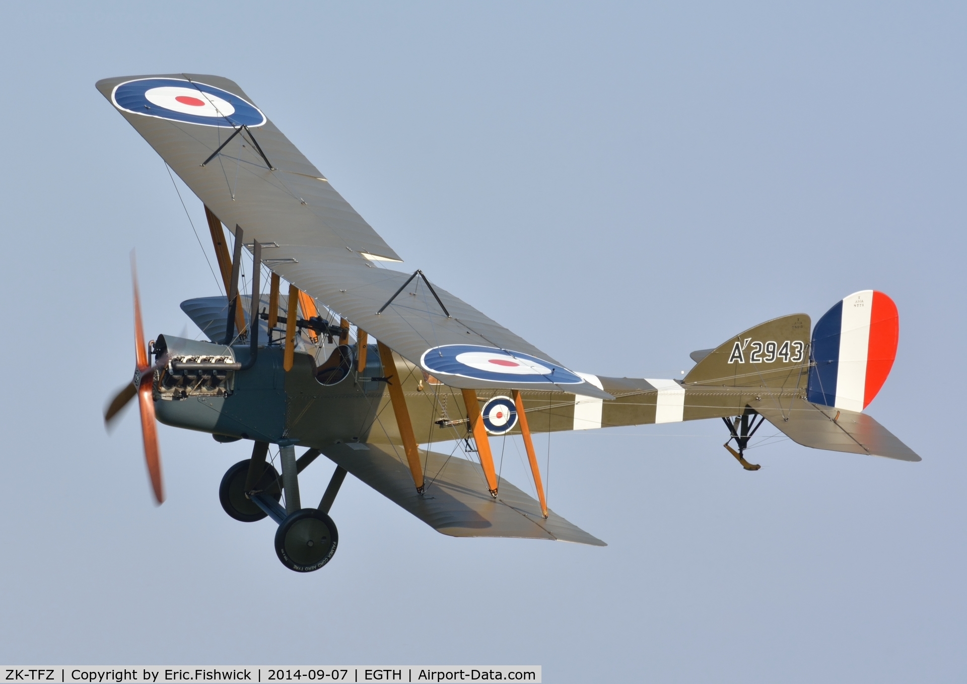 ZK-TFZ, Royal Aircraft Factory BE-2e Replica C/N 753, 43. A'2943 in display mode at the glorious Shuttleworth Pagent Airshow, Sep. 2014.