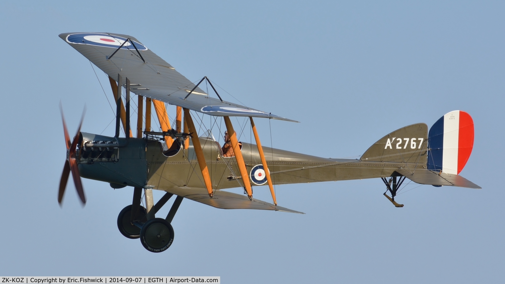 ZK-KOZ, 2014 Royal Aircraft Factory BE-2e Replica C/N 752, 43. A'2767 in display mode at the glorious Shuttleworth Pagent Airshow, Sep. 2014.