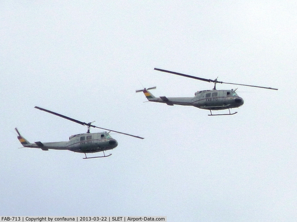 FAB-713, 1967 Bell UH-1H Iroquois C/N 9390, FAB-713 & FAB-703 over Santa Cruz