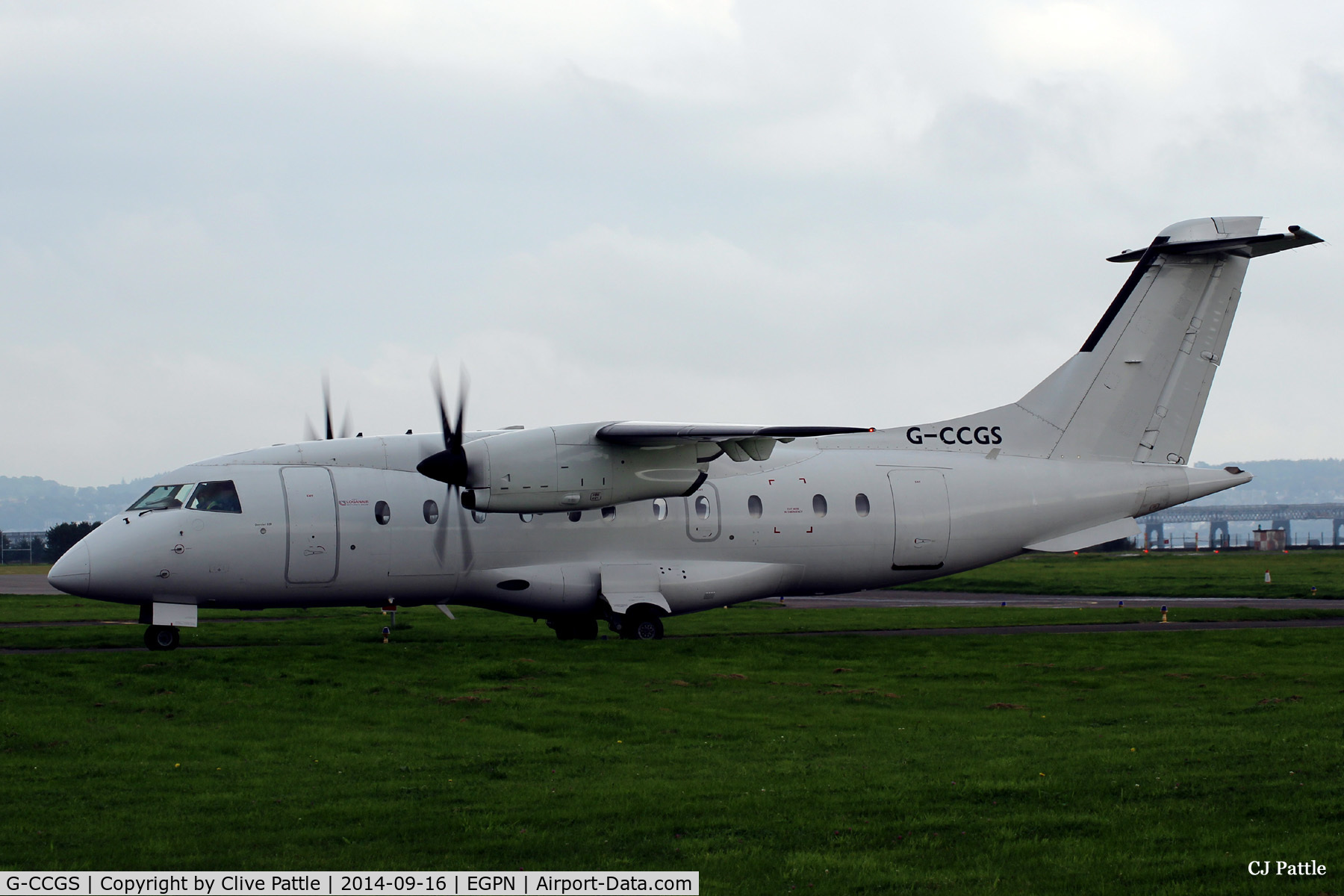 G-CCGS, 1998 Dornier 328-100 C/N 3101, Unpainted G-CCGS undertakes engine tests at the Flybe maintenance facility at Dundee