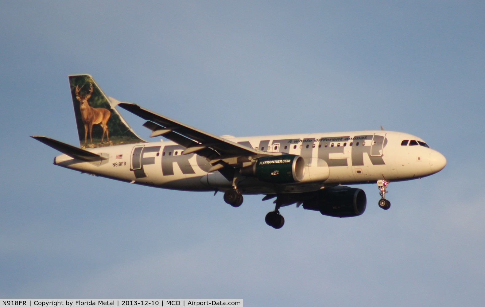 N918FR, 2003 Airbus A319-111 C/N 1943, Frontier Jake the White Tail A319