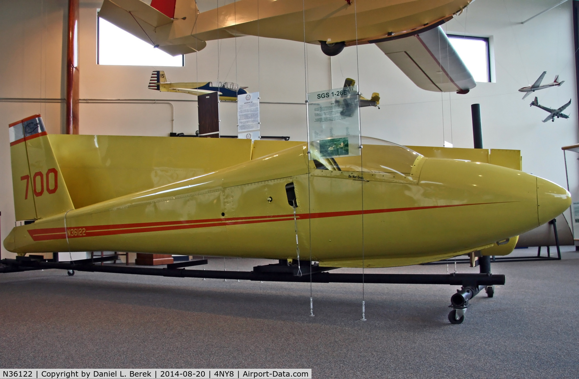 N36122, 1979 Schweizer SGS 1-26E C/N 700, Fine 1979 Schweizer glider on display at the National Soaring Museum.