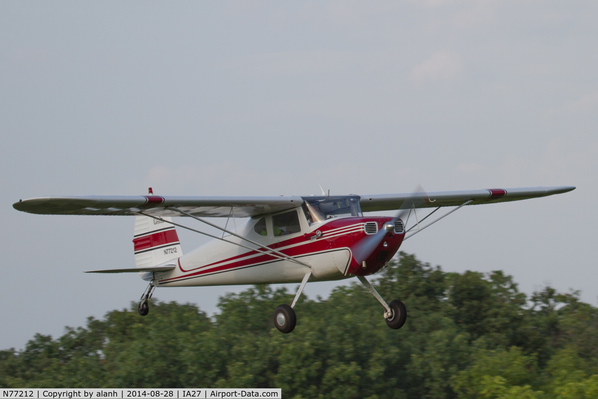 N77212, 1946 Cessna 120 C/N 11674, On finals at Antique Airfield, Blakesburg