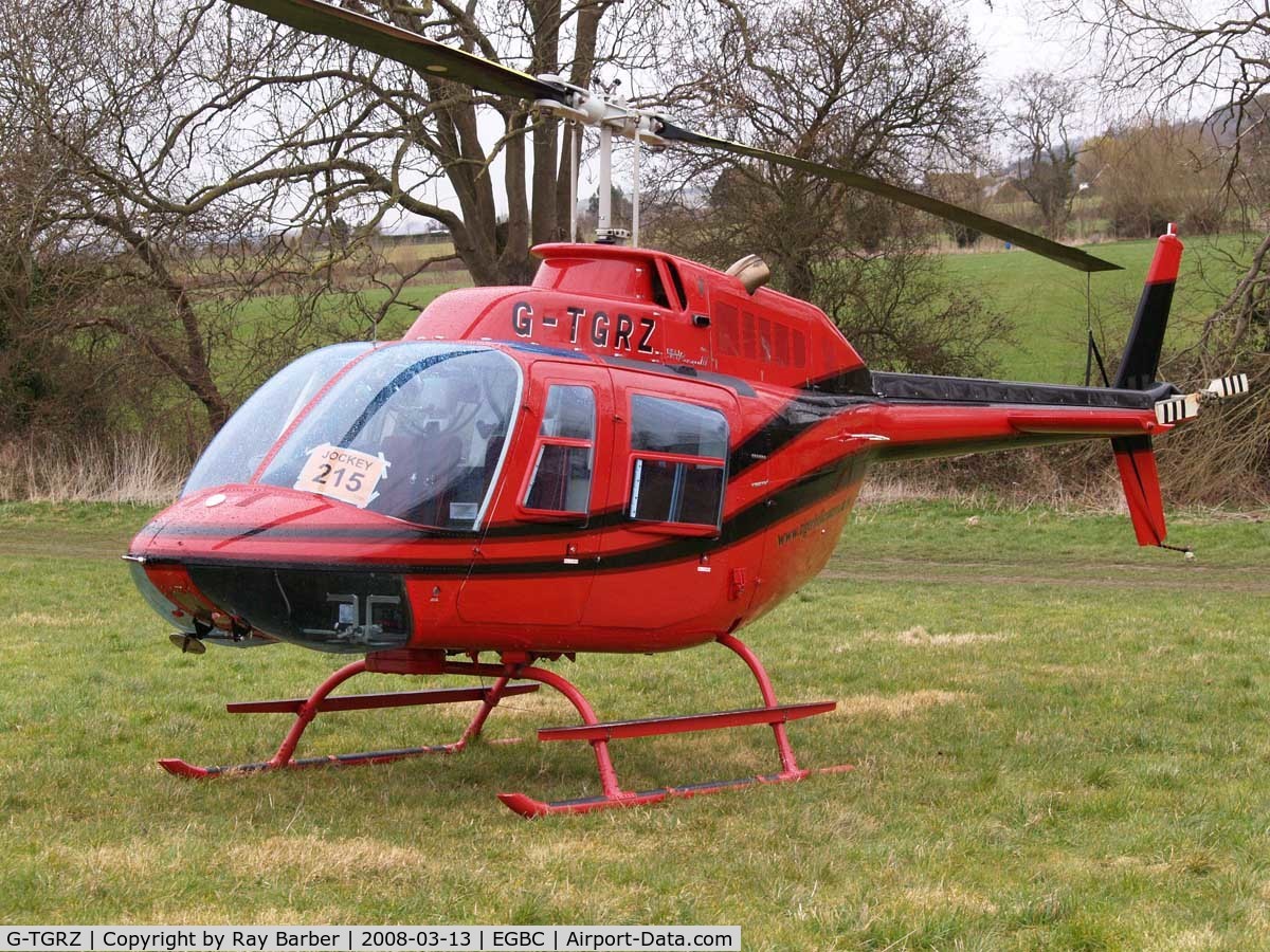 G-TGRZ, 1977 Bell 206B JetRanger II C/N 2288, Bell 206B3 Jet Ranger III [2288] (Tiger Helicopters) Cheltenham Racecourse~G 13/03/2008
