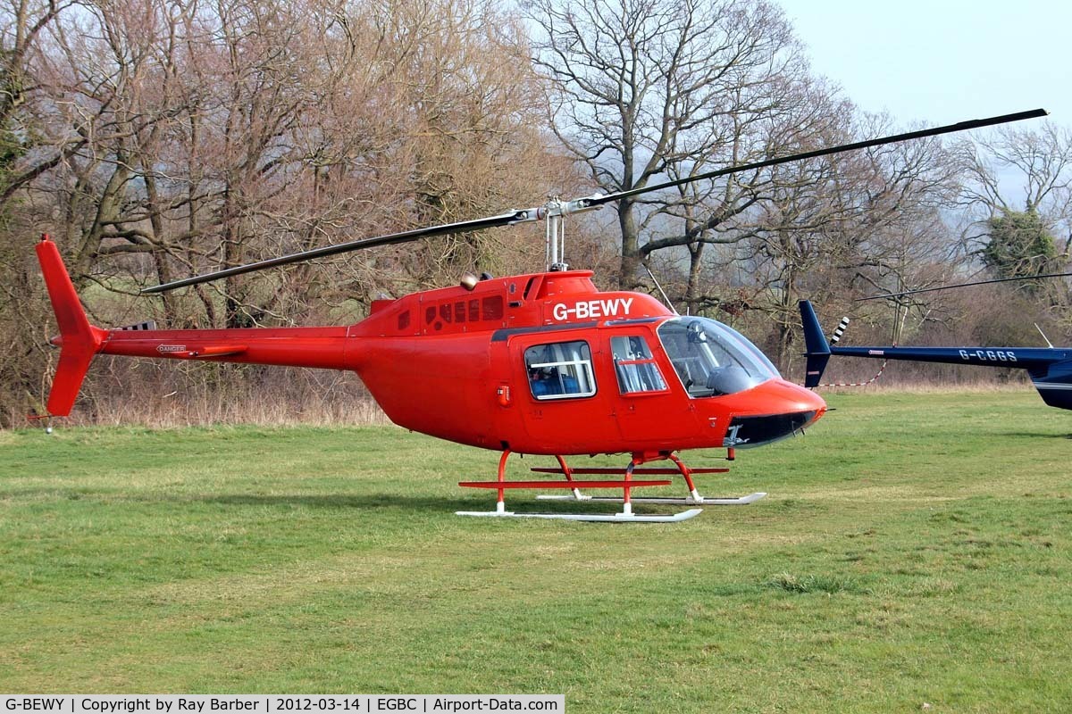 G-BEWY, 1969 Bell 206B JetRanger II C/N 348, Bell 206B  Jet Ranger II [348] Cheltenham Racecourse~G 14/03/2012. 
