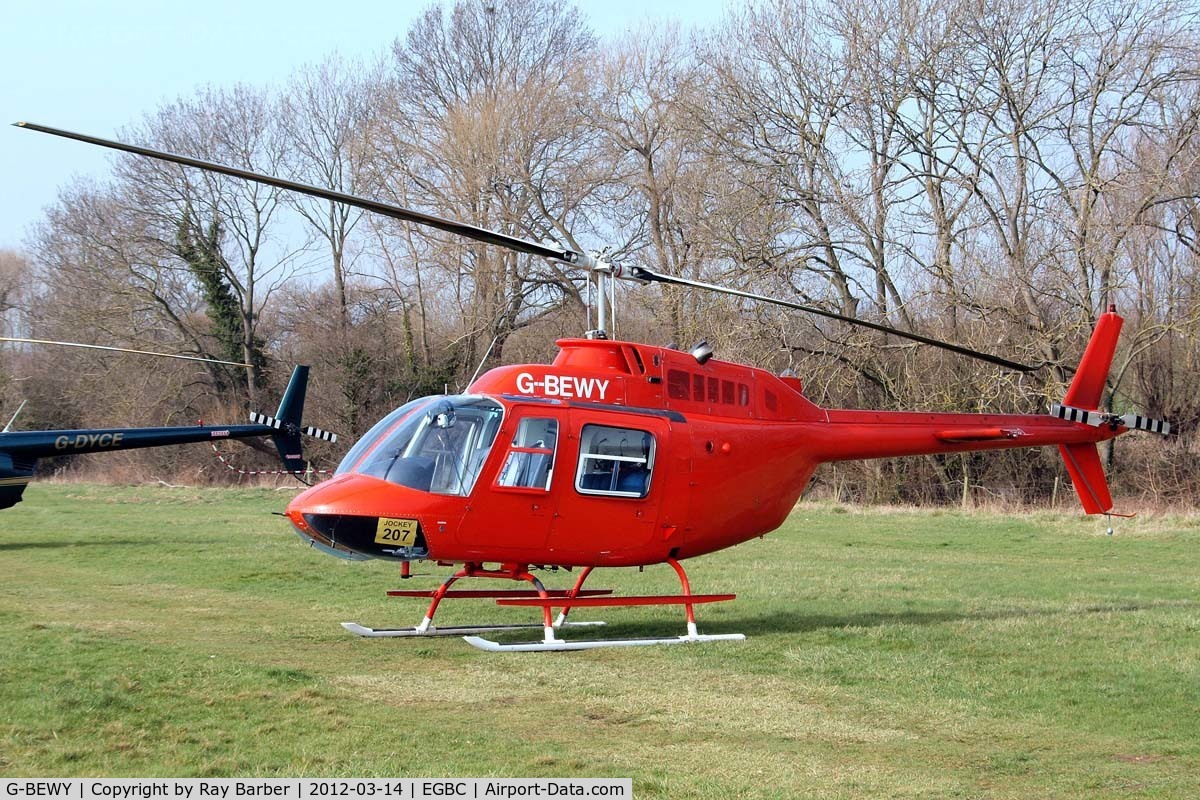 G-BEWY, 1969 Bell 206B JetRanger II C/N 348, Bell 206B  Jet Ranger II [348] Cheltenham Racecourse~G 14/03/2012. 