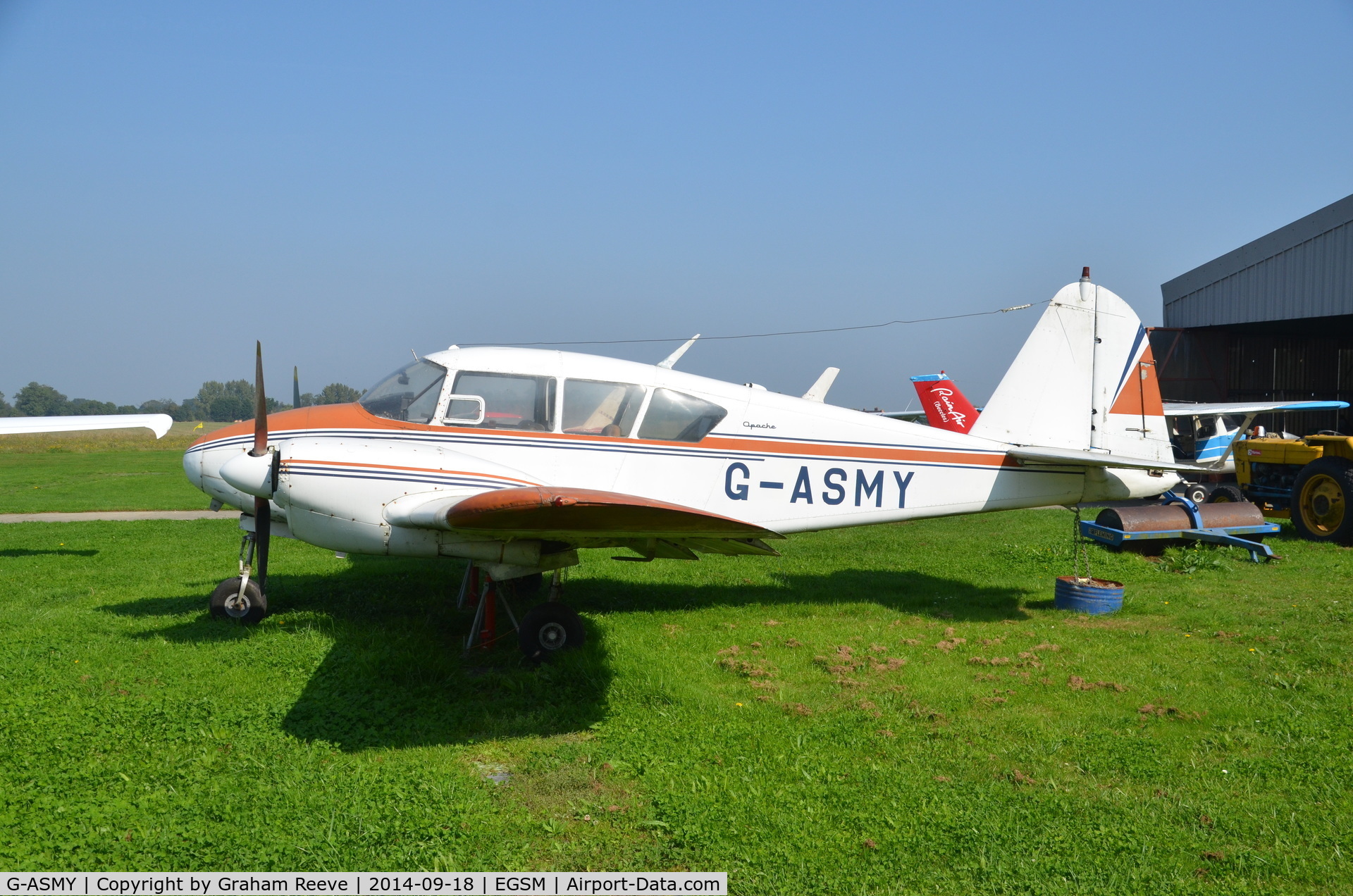 G-ASMY, 1962 Piper PA-23-160 Apache C/N 23-2032, Parked at Beccles.