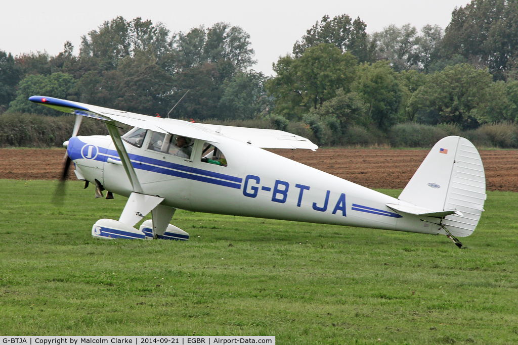 G-BTJA, 1947 Luscombe 8E Silvaire C/N 5037, Luscombe 8E at the Real Aeroplane Club's Helicopter Fly-In, Breighton Airfield, North Yorkshire, September 21st 2014.