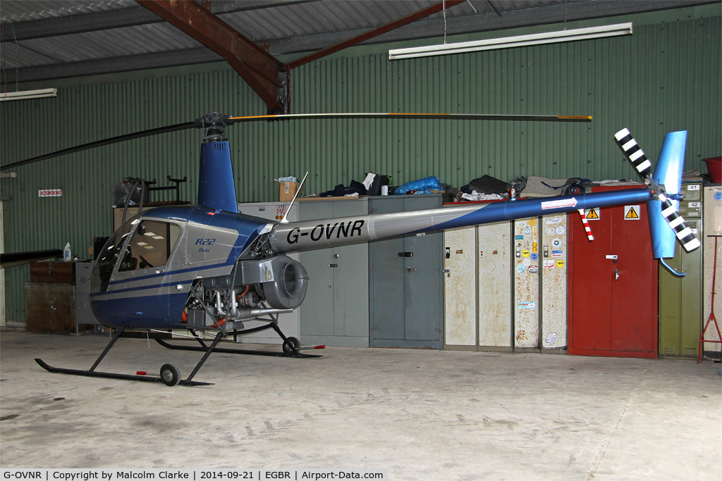 G-OVNR, 1990 Robinson R22 Beta C/N 1634, Robinson R22 Beta at the Real Aeroplane Club's Helicopter Fly-In, Breighton Airfield, North Yorkshire, September 21st 2014.