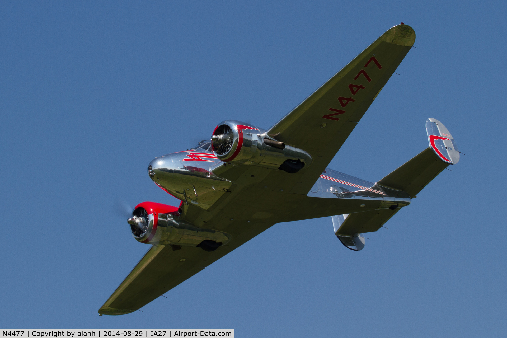 N4477, 1952 Beech D18S C/N A-935, Overflying Antique Airfield, Blakesburg