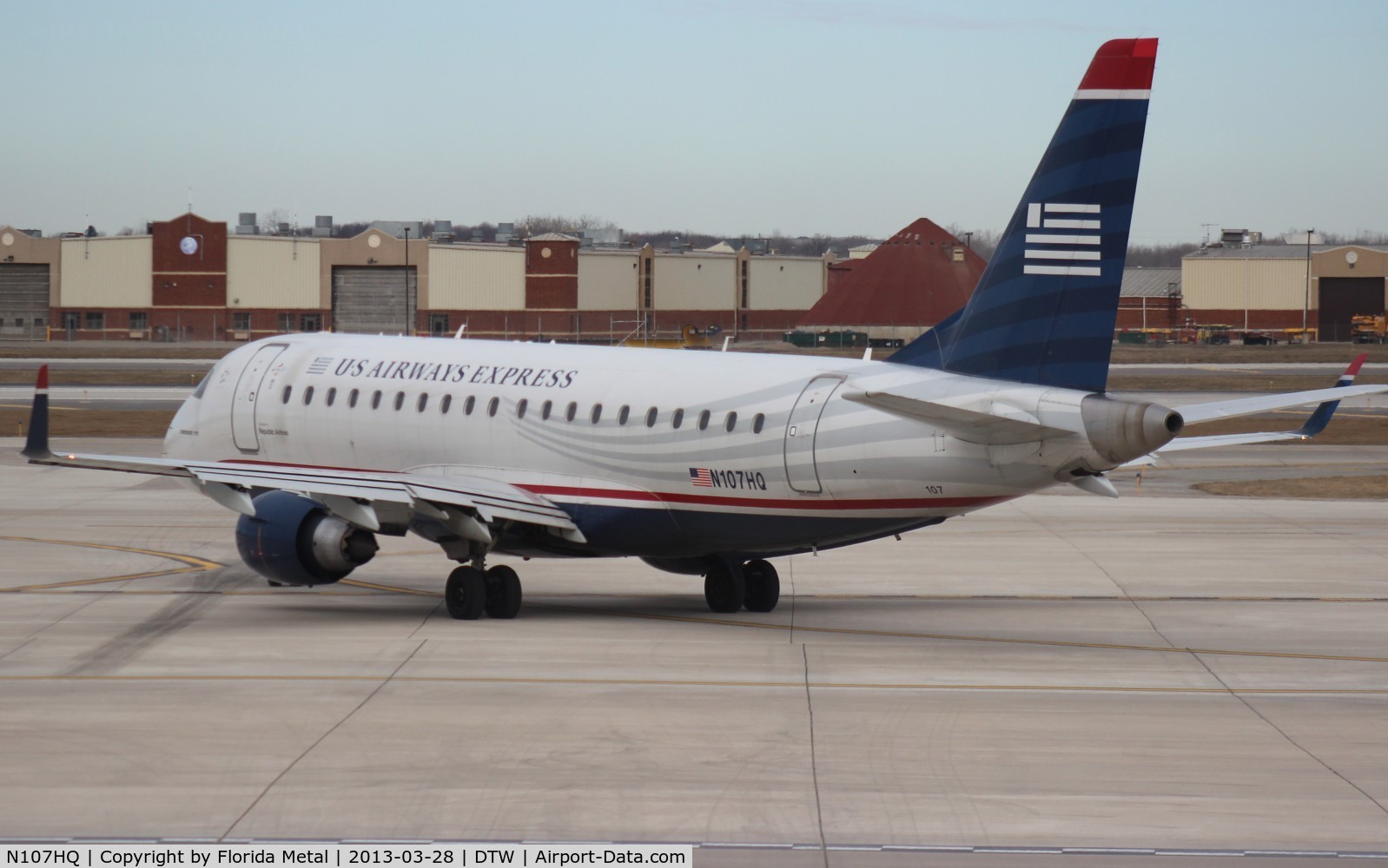 N107HQ, 2007 Embraer 175LR (ERJ-170-200LR) C/N 17000165, USAirways E175