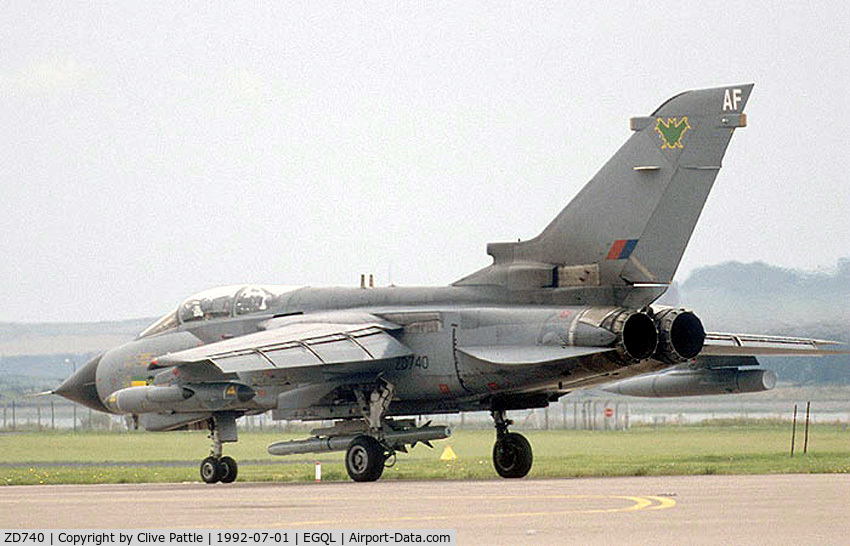 ZD740, 1984 Panavia Tornado GR.4 C/N 360/BS124/3166, Scanned from print, ZD740 pictured when coded AF of 9 Sqn seen about to depart from RWY 09