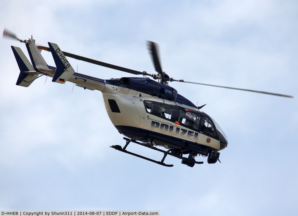 D-HHEB, 2005 Eurocopter-Kawasaki EC-145 (BK-117C-2) C/N 9070, Passing above rwy 25L