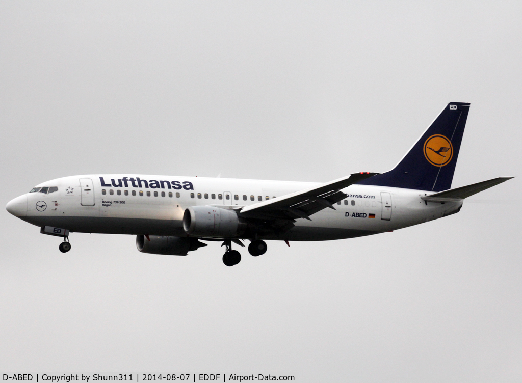 D-ABED, 1991 Boeing 737-330 C/N 25215, Landing rwy 25L