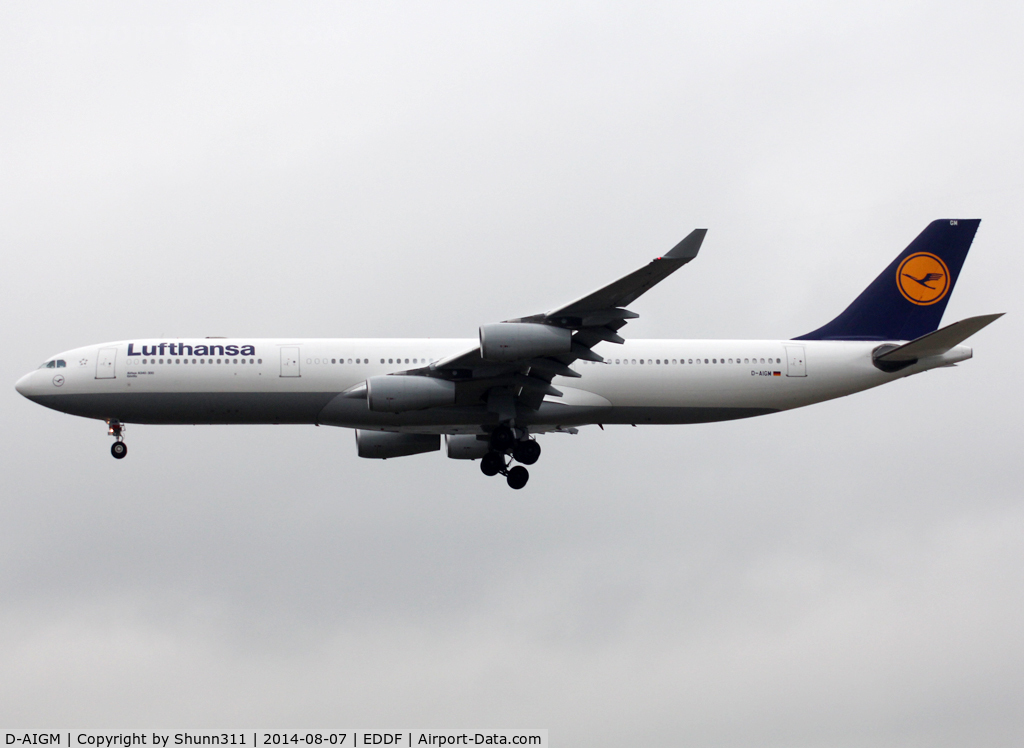 D-AIGM, 1997 Airbus A340-313 C/N 158, Landing rwy 25L