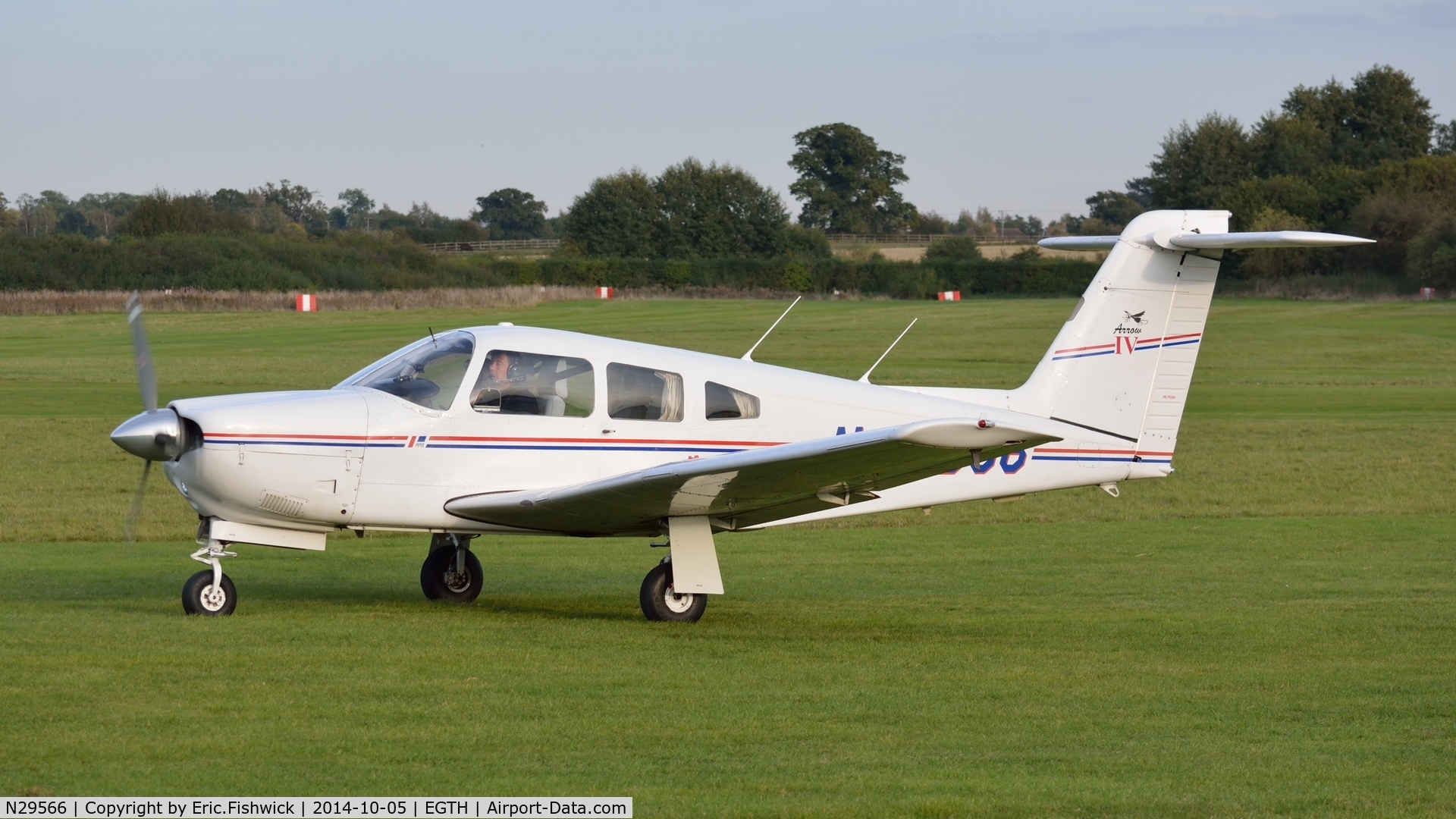 N29566, 1979 Piper PA-28RT-201 Arrow IV C/N 28R-7918146, 1. N29566 preparing to depart the rousing season finale Race Day Air Show at Shuttleworth, Oct. 2014