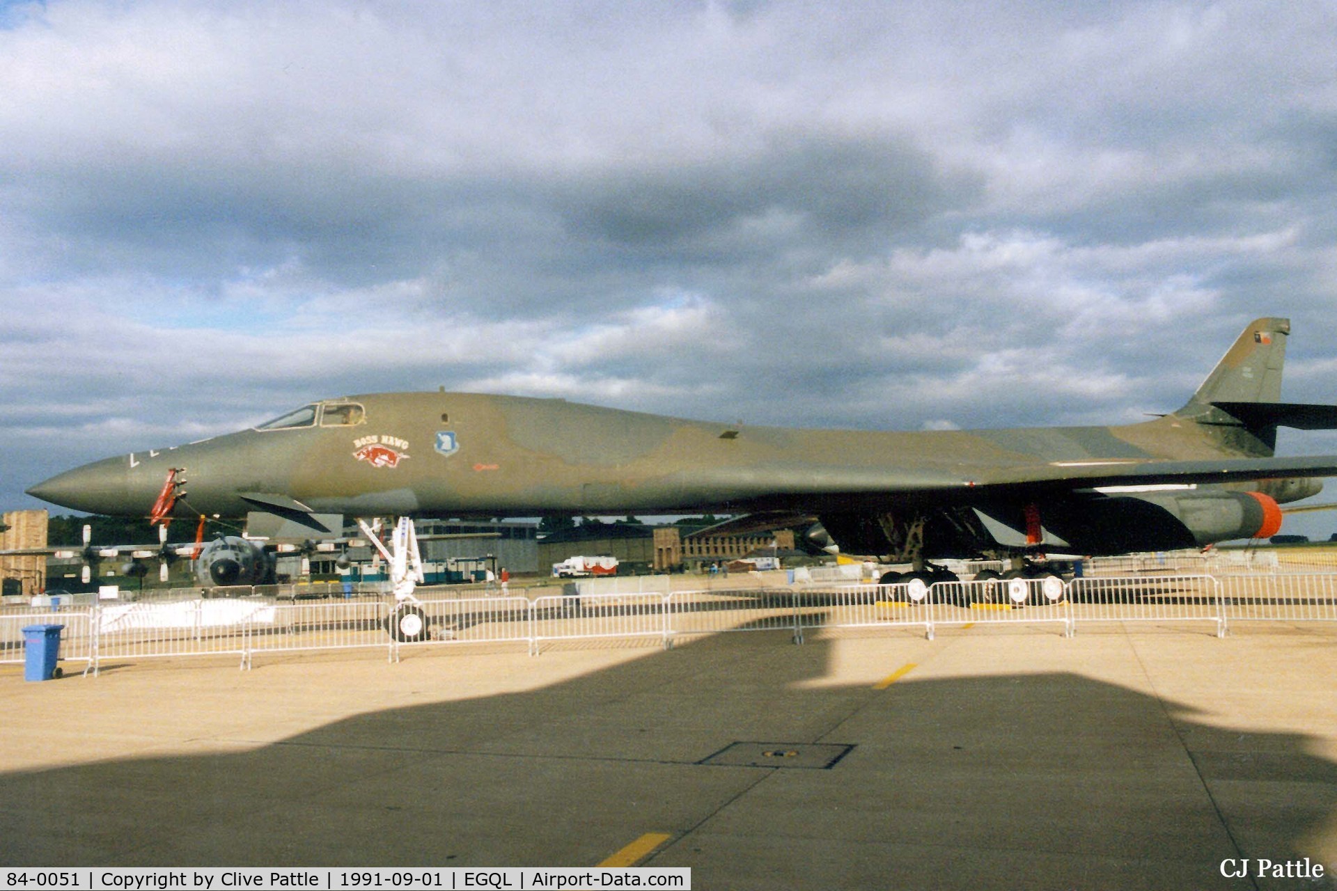84-0051, 1984 Rockwell B-1B Lancer C/N 11, Scanned from print. Boss Hawg at the 1991 RAF Leuchars Airshow whilst serving with USAF 96th BW.