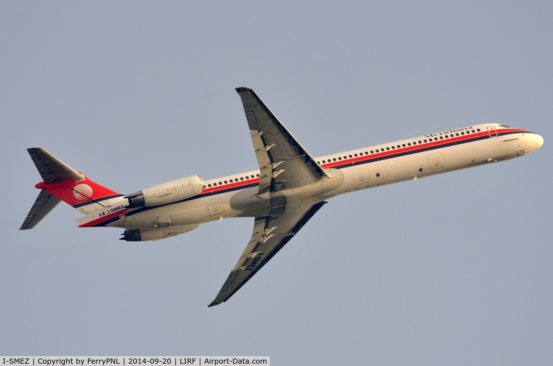 I-SMEZ, 1991 McDonnell Douglas MD-82 (DC-9-82) C/N 49903, Meridiana MD80 departing Rome.