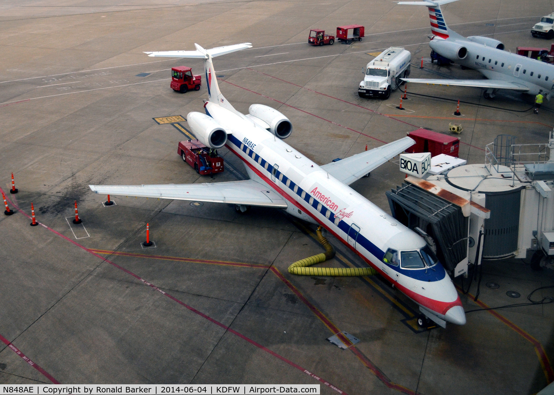 N848AE, 2003 Embraer ERJ-140LR (EMB-135KL) C/N 145710, Gate B10A DFW