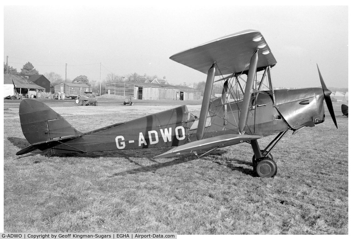 G-ADWO, 1935 De Havilland DH-82A Tiger Moth II C/N 3455, Taken at Christchurch (EGHA) - August 1954 (NOT Compton Abbas)
Crashed at Whitchurch, Hants 31 July 1958
Pilot uninjured other than dented pride.