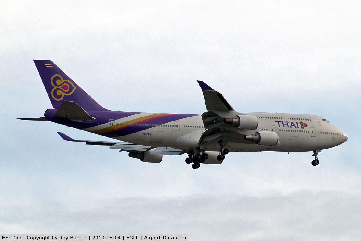 HS-TGO, 1993 Boeing 747-4D7 C/N 26609, Boeing 747-4D7 [26609] (Thai Airways ) Home~G 04/08/2013. On approach 27L.