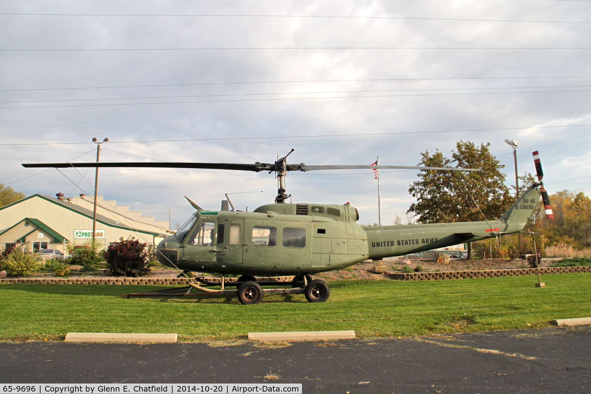 65-9696, 1965 Bell UH-1H Iroquois C/N 4640, At VFW post on Old Springfield RD, just east of Dixie Road, near NE corner of Dayton International Airport, Vandalia, OH